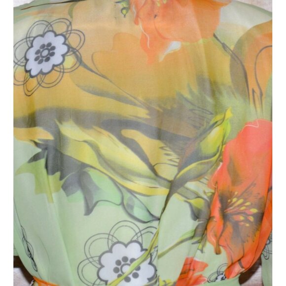 Middle East Arabian Green Floral Maxi Evening Dress Gown  XL 1X Sequin Ruffles - Picture 13 of 16